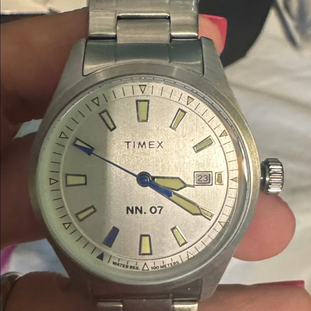 Timex Silver Watch with Blue Accents - Picture 2 of 5